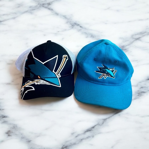 Pair of NHL San Jose Sharks hats- Black and Blue - Picture 1 of 4